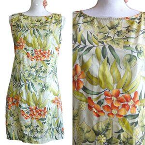 Patagonia Pataloha Dress Size 6 Green Orange Floral Hawaiian Resortwear Sundress